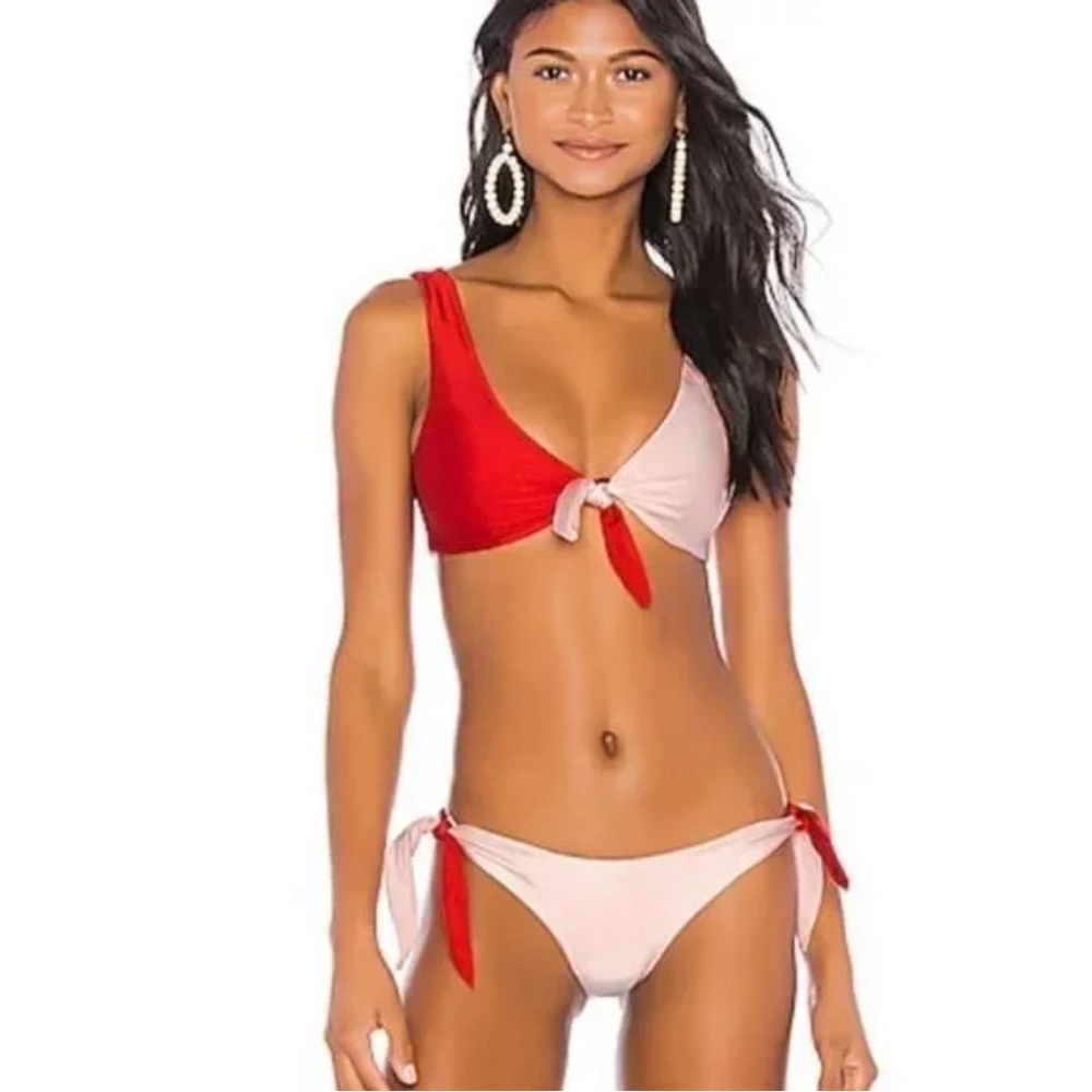 Tularosa Nicki Bikini Bottom in Red/Pink